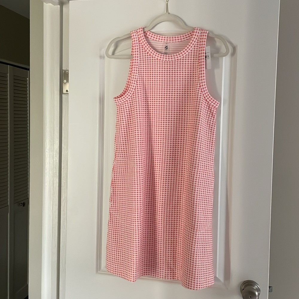 Lou & Grey Gingham Jacquard Halter Mini Pocket Dress